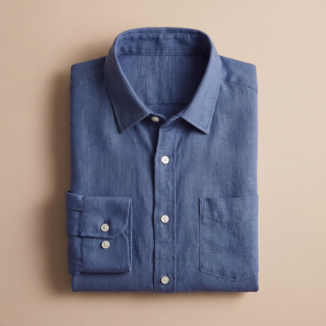 Camisa de lino para hombre manga larga casual verano