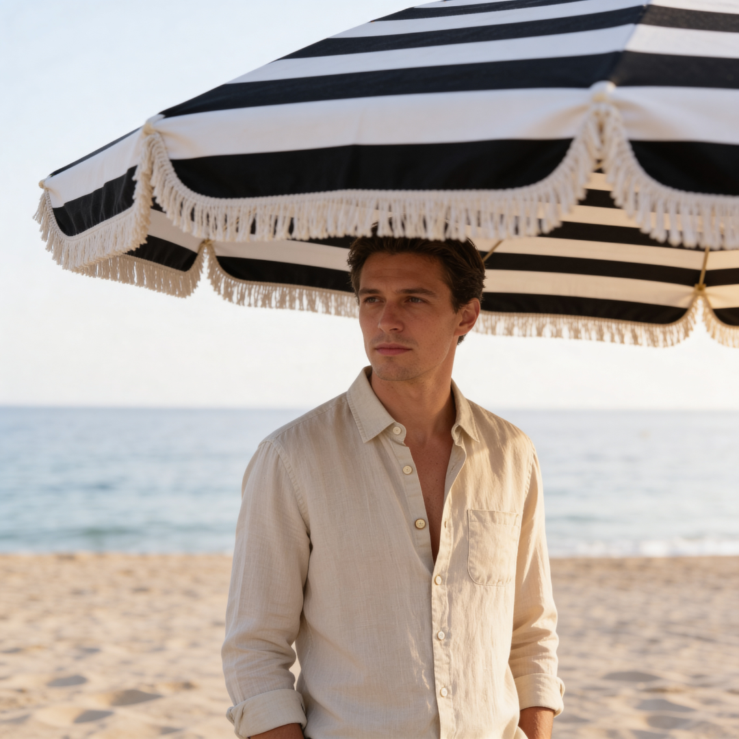 Camisa de lino para hombre manga larga casual verano