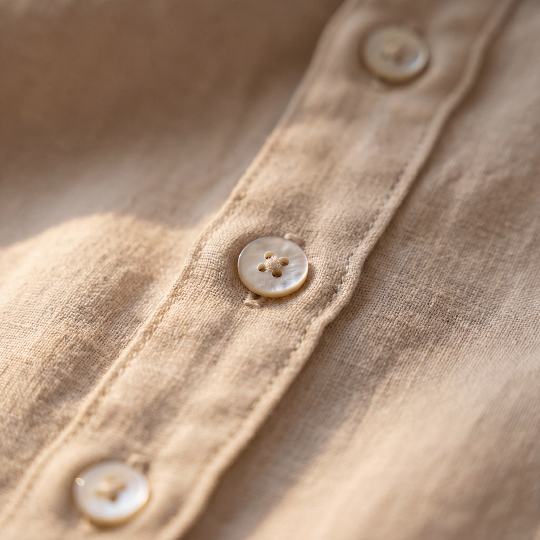 Camisa de lino para hombre manga larga casual verano