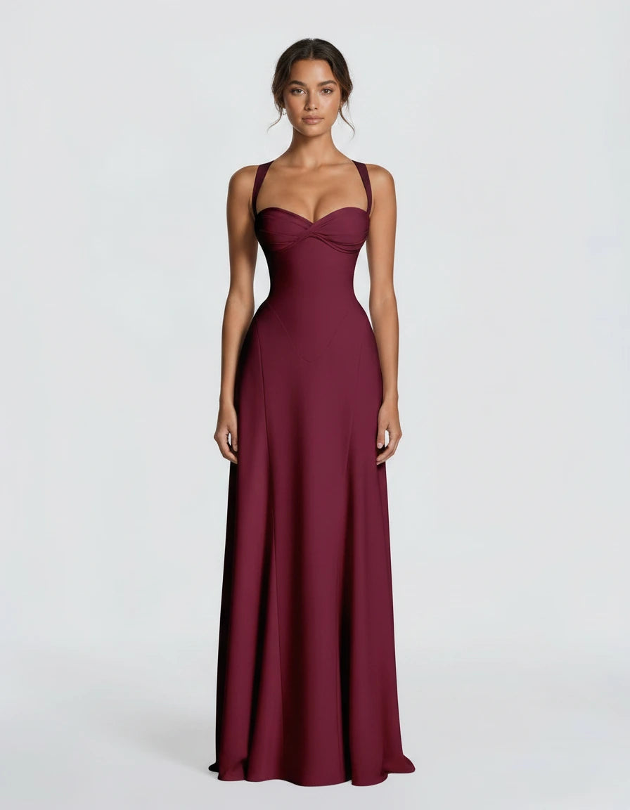 Abito in raso liquido da donna con maniche lunghe, casual
