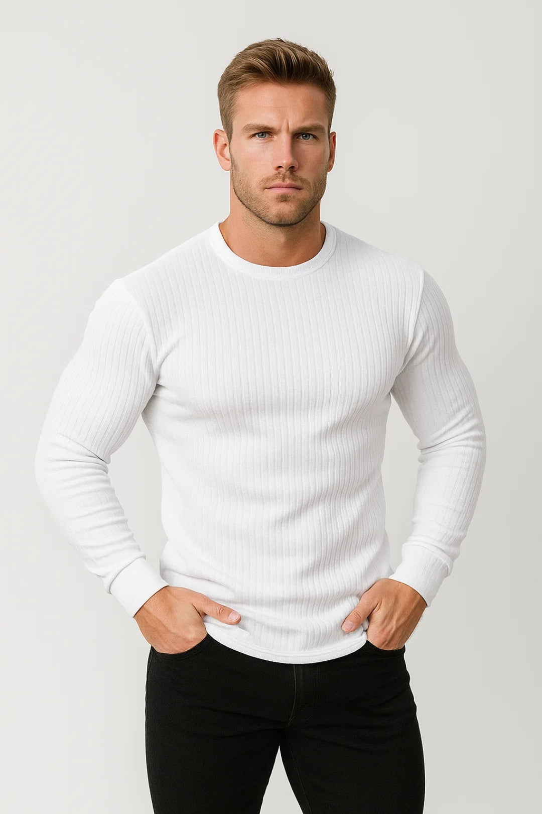 Longsleeve Heren Slim Fit Ronde Hals Casual