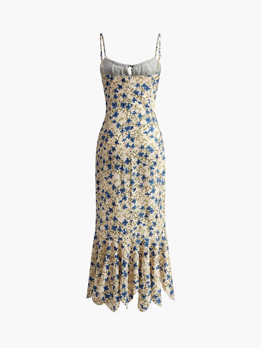 Vestido maxi para mujer con estampado floral, tirantes finos, verano