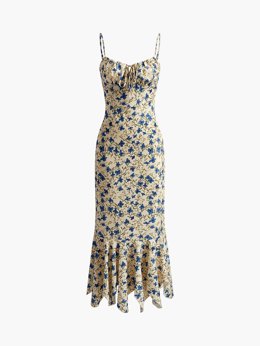 Vestido maxi para mujer con estampado floral, tirantes finos, verano