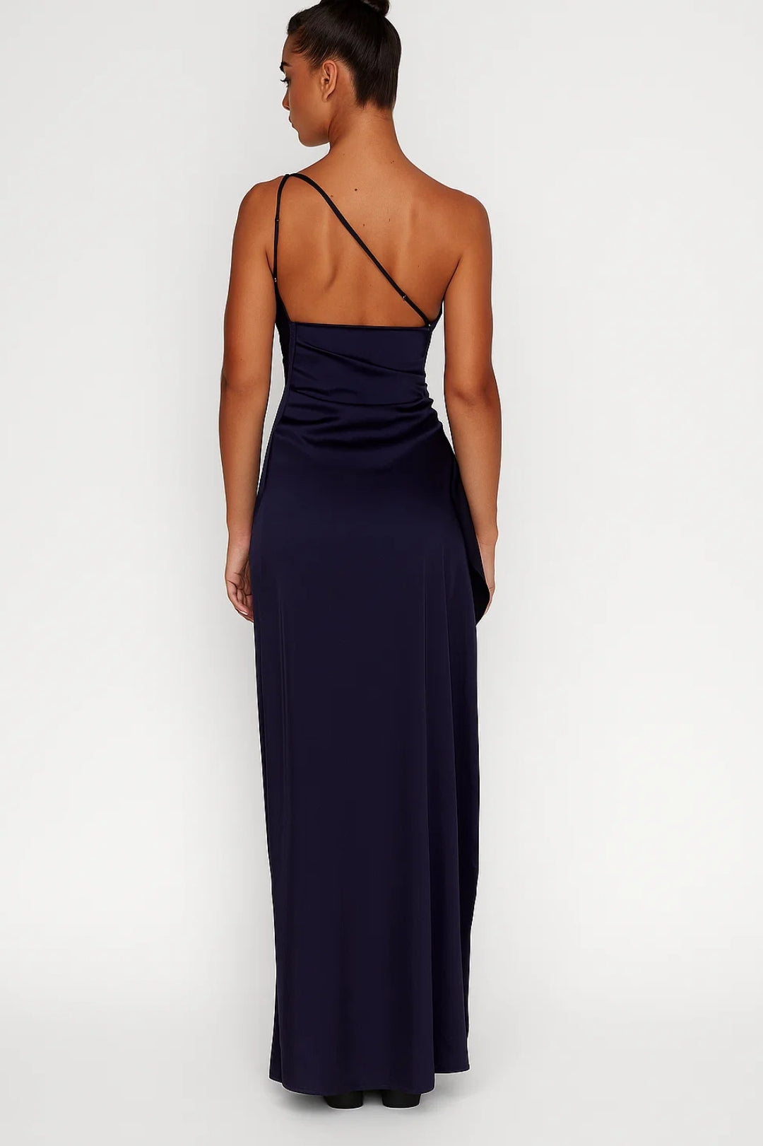 Maxikjole dame one shoulder høj slids festlig