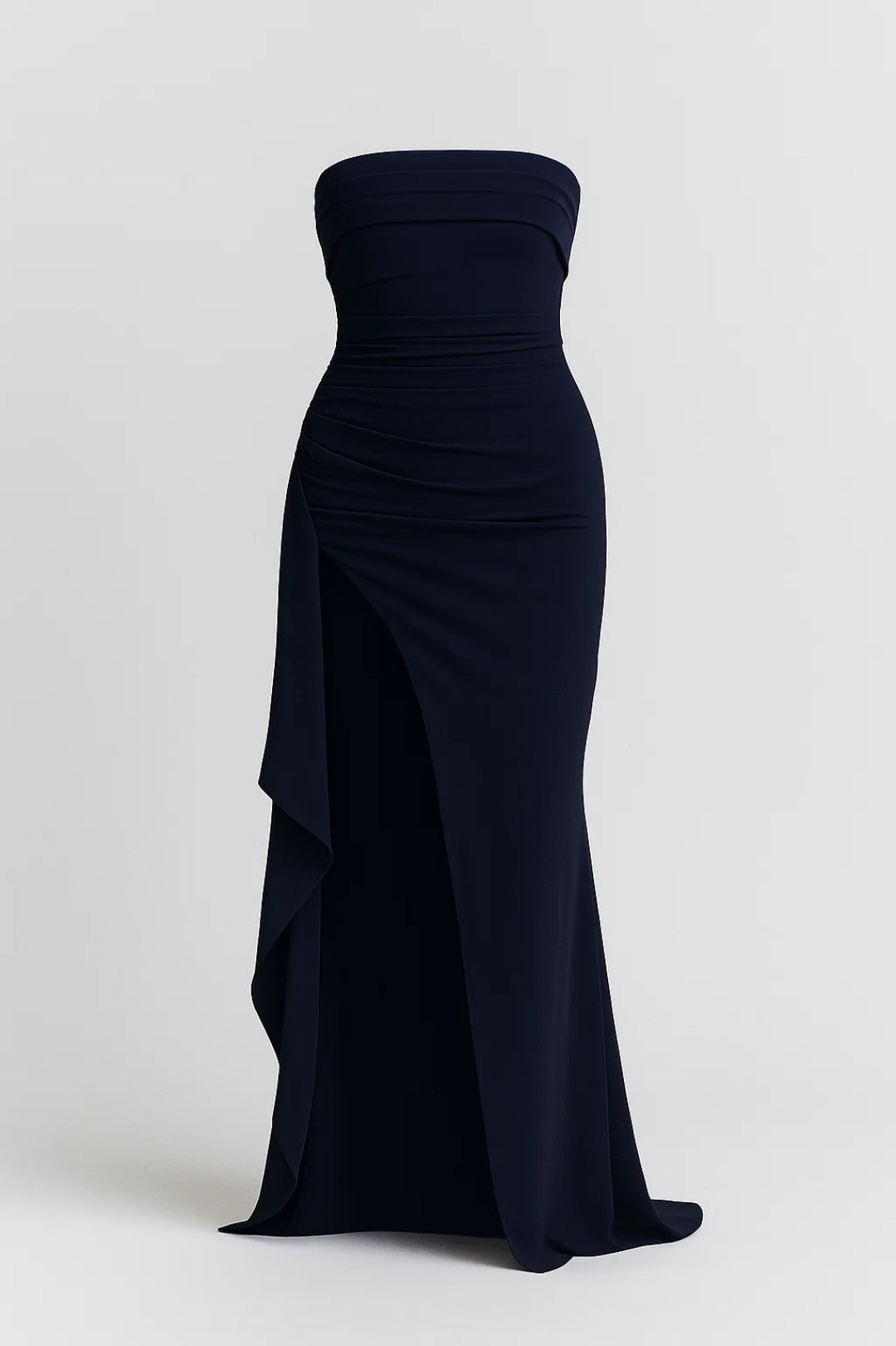 Maxi Jurk Dames Strapless Hoge Split Draperering Avond