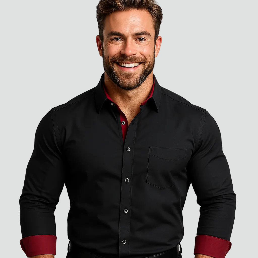 Heren Overhemd Met Contrastkraag En Slim Fit
