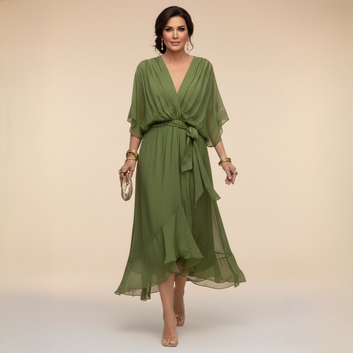 Robe midi femme coupe ample tombé fluide décontracté