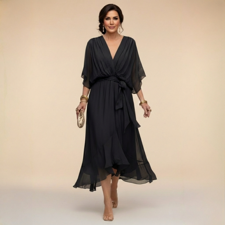 Robe midi femme coupe ample tombé fluide décontracté