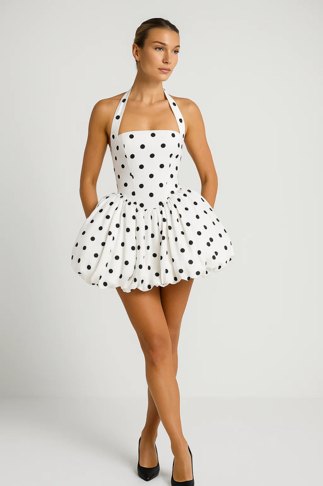 Mini Jurk Dames Halter Neck Volumineuze Rok Zomer