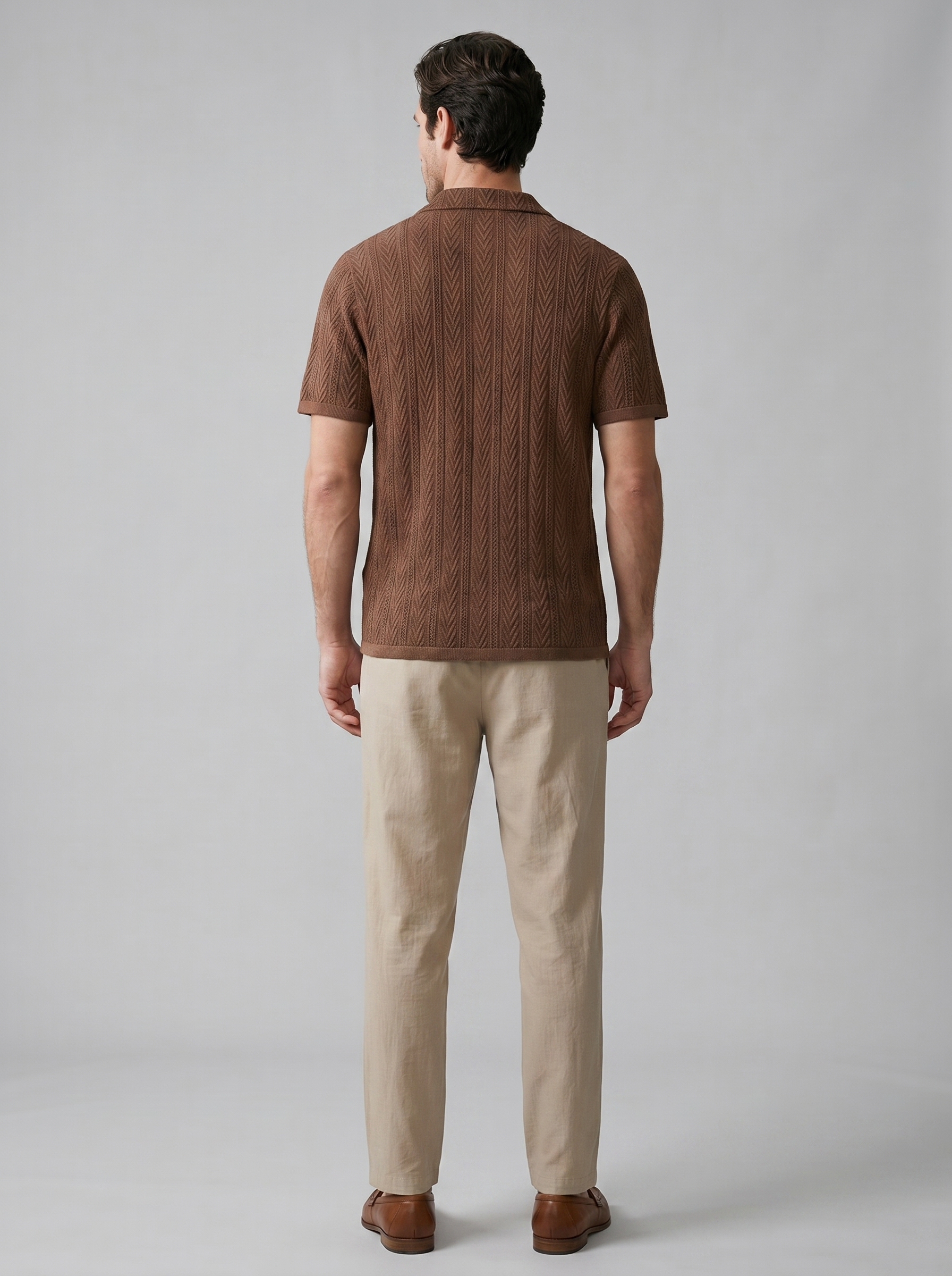 Open-Knit Shirt Trousers Set Heren Zomer Casual