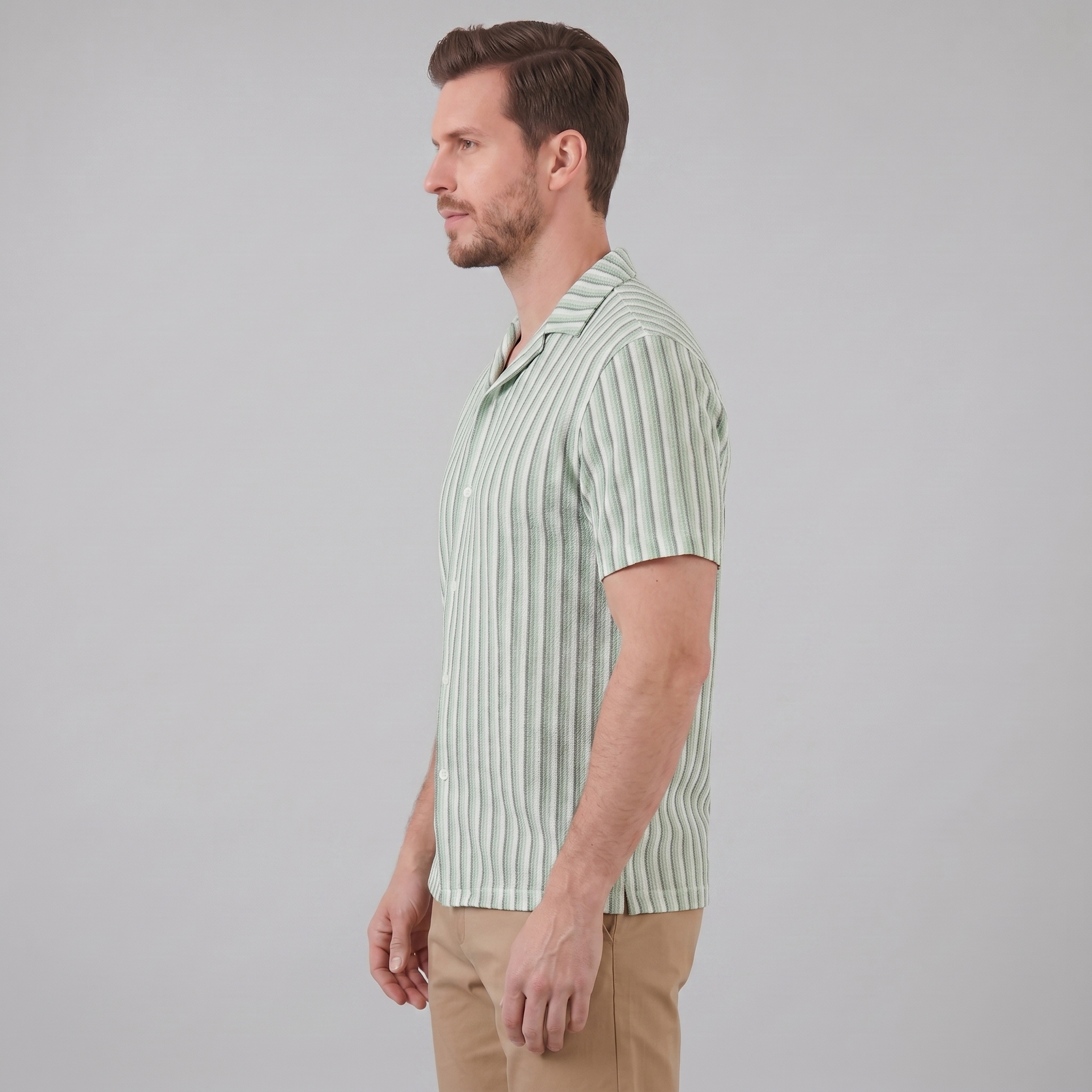 Skjorte Herre Vertikale Striber Resort Casual Sommer