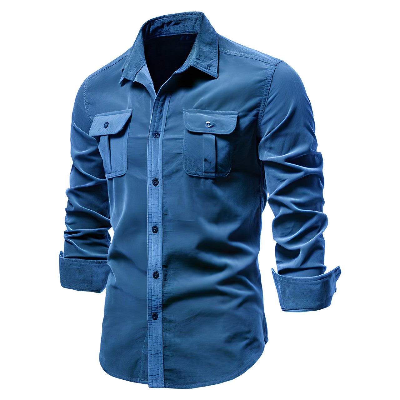 Camisa de homem com mangas compridas e bolsos no peito