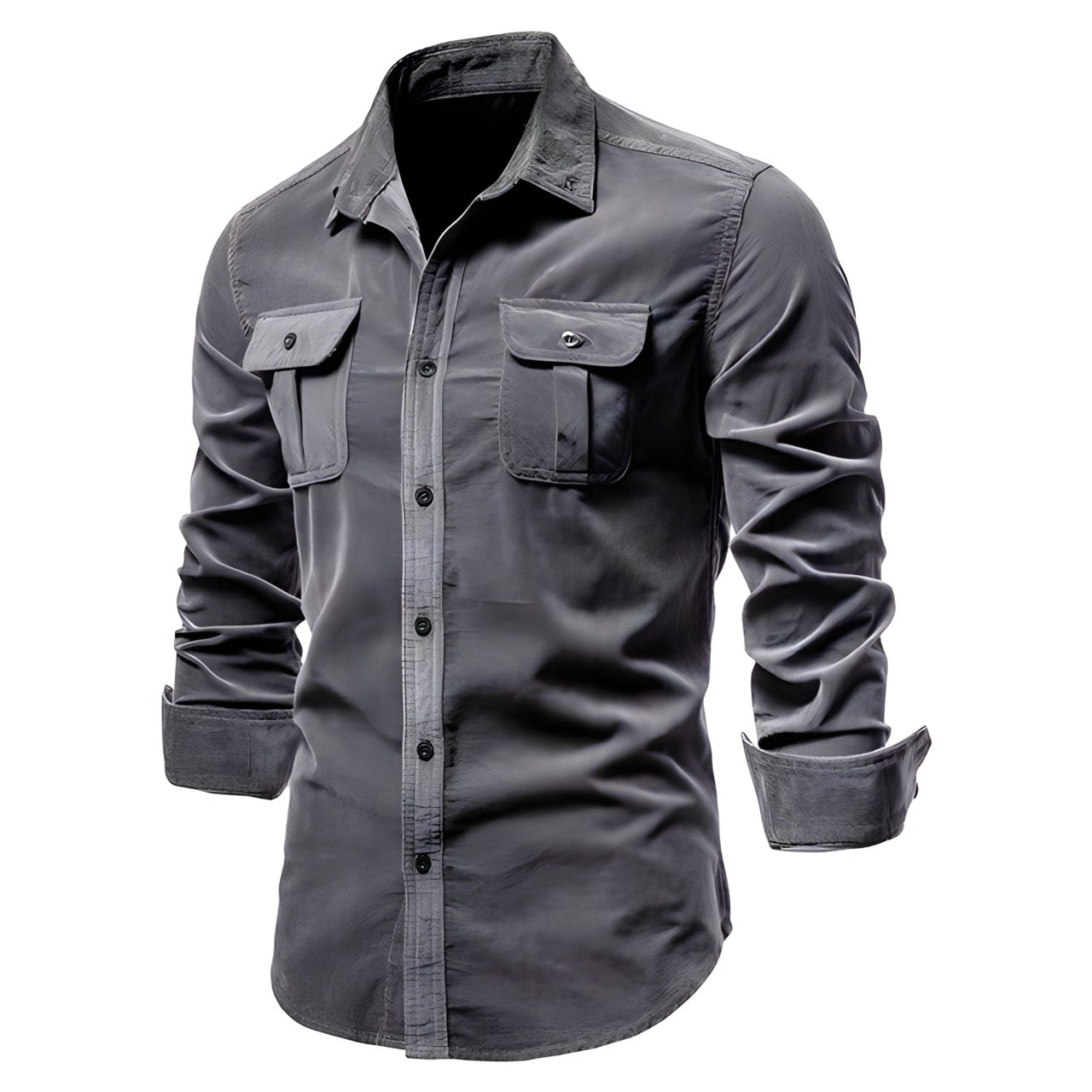 Camisa de homem com mangas compridas e bolsos no peito