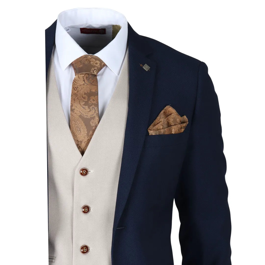 Costume homme trois pièces bleu marine coupe ajustée formel