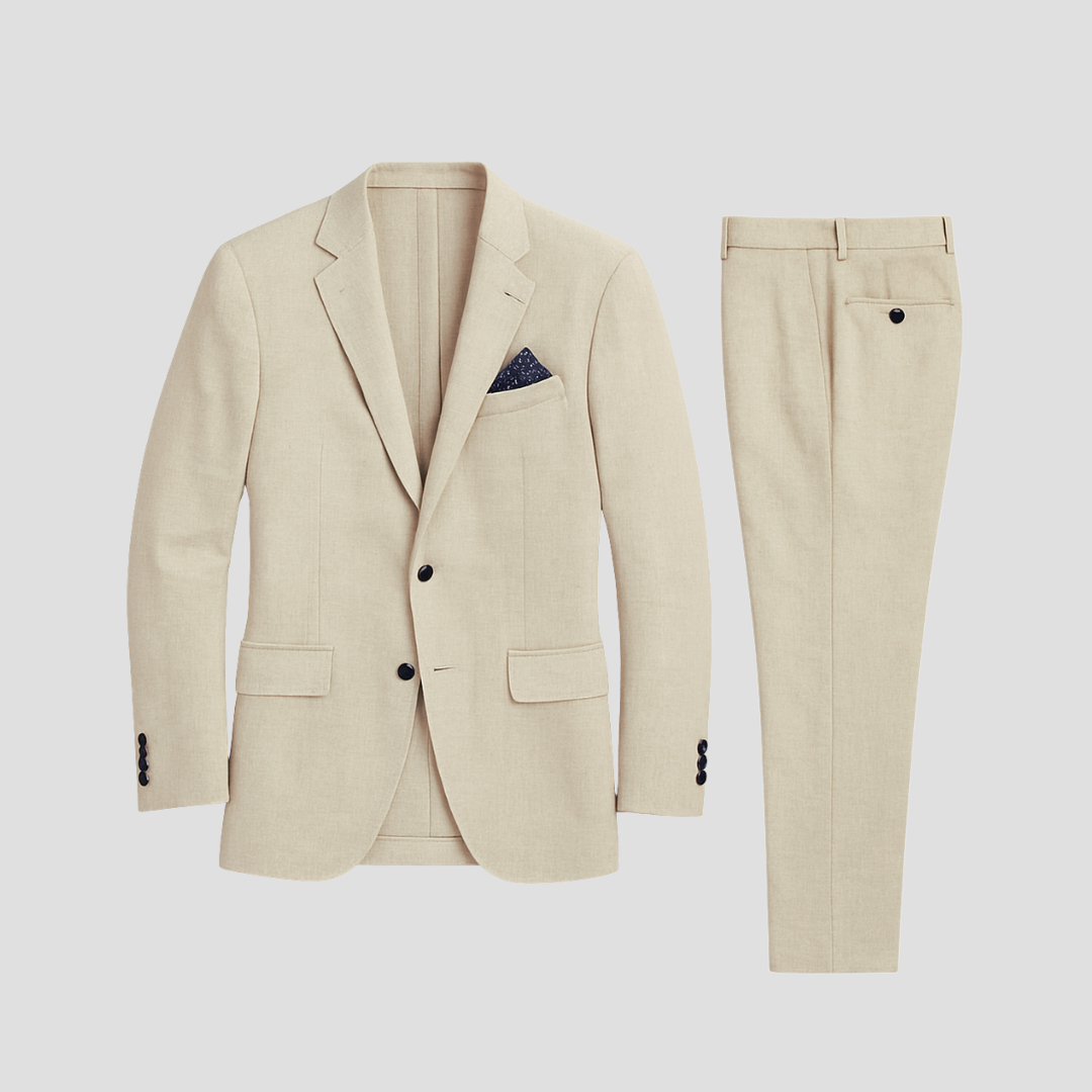 Traje de hombre ajustado de dos piezas para verano formal