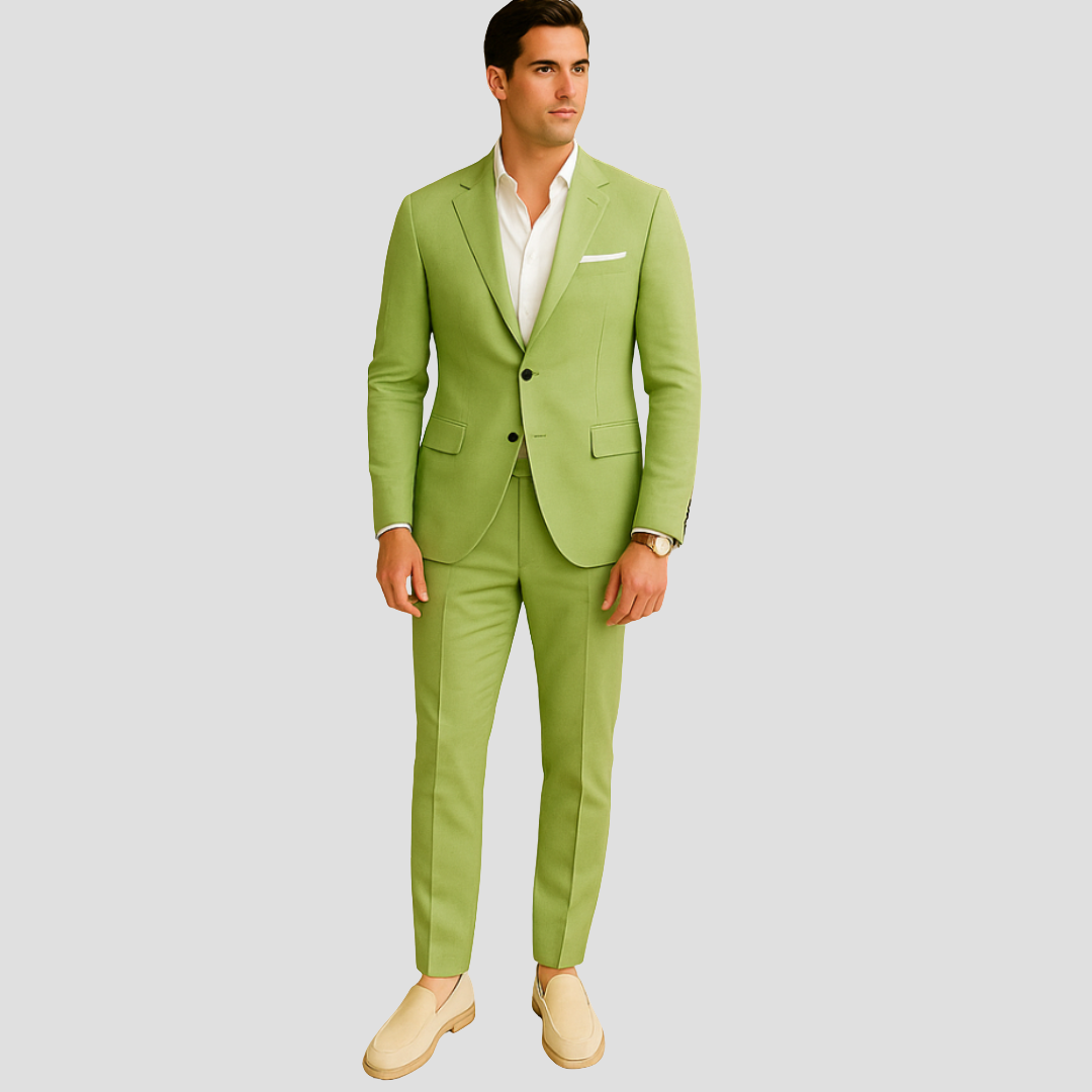 Traje de hombre ajustado de dos piezas para verano formal
