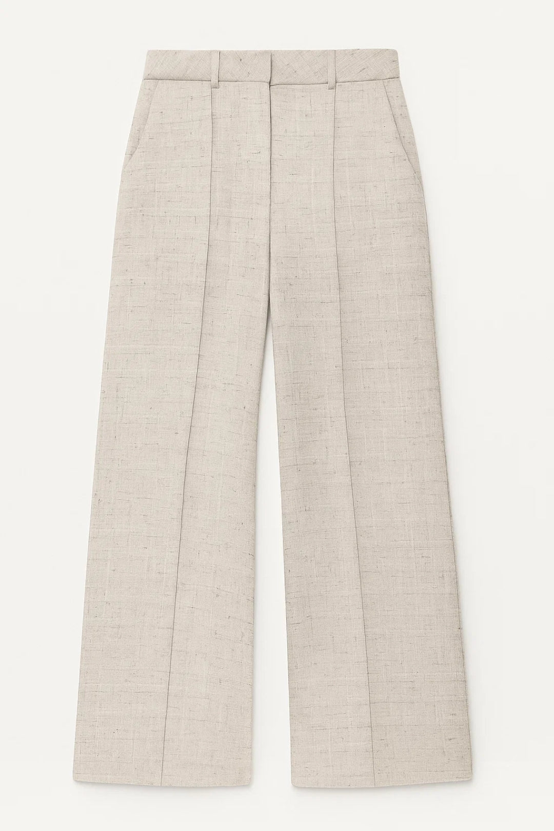 Pantalón de mujer de pierna ancha, cintura alta, pliegue marcado, casual