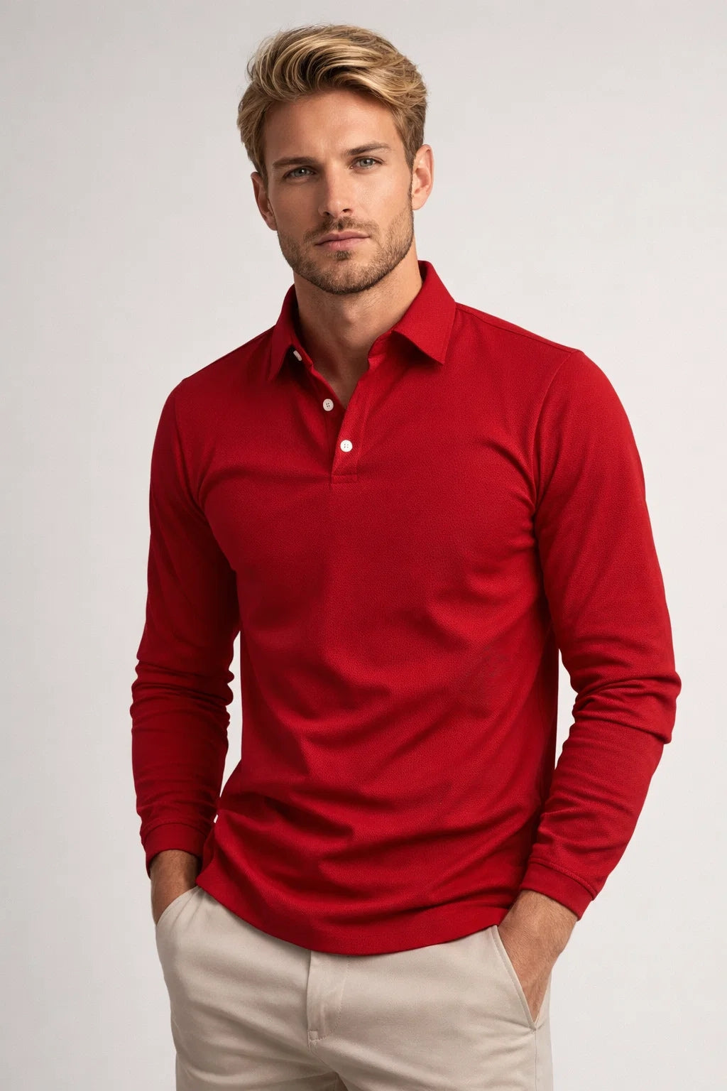 Polo Heren Lange Mouwen Slim Fit Klassieke Kraag Casual