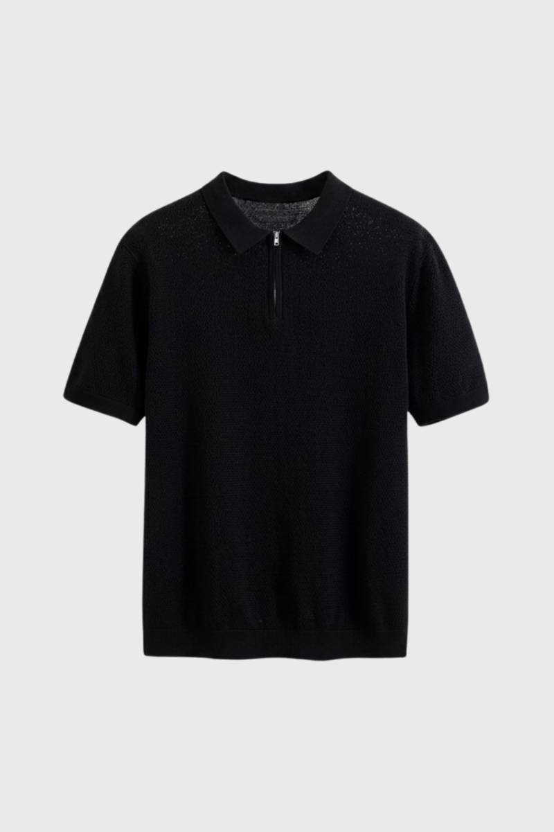 Polo Homem Fecho de Correr Gola Redonda Casual Formal