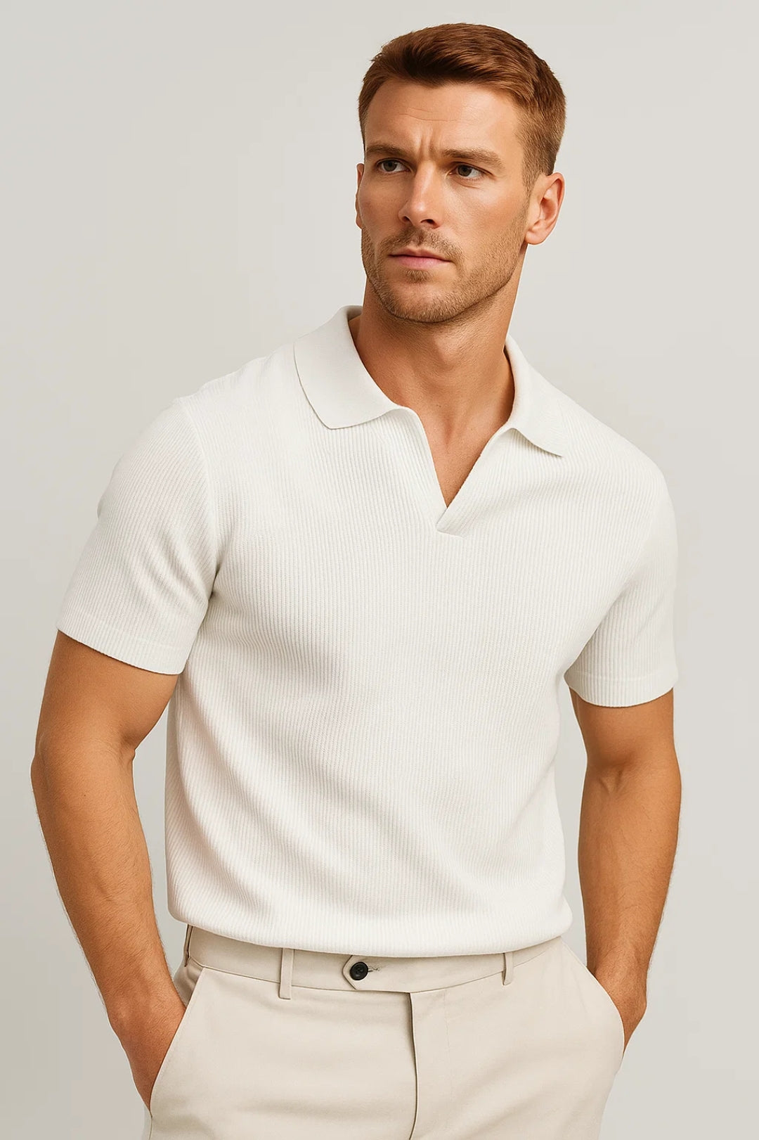 Polo Heren Slim Fit Korte Mouw Open Kraag Casual