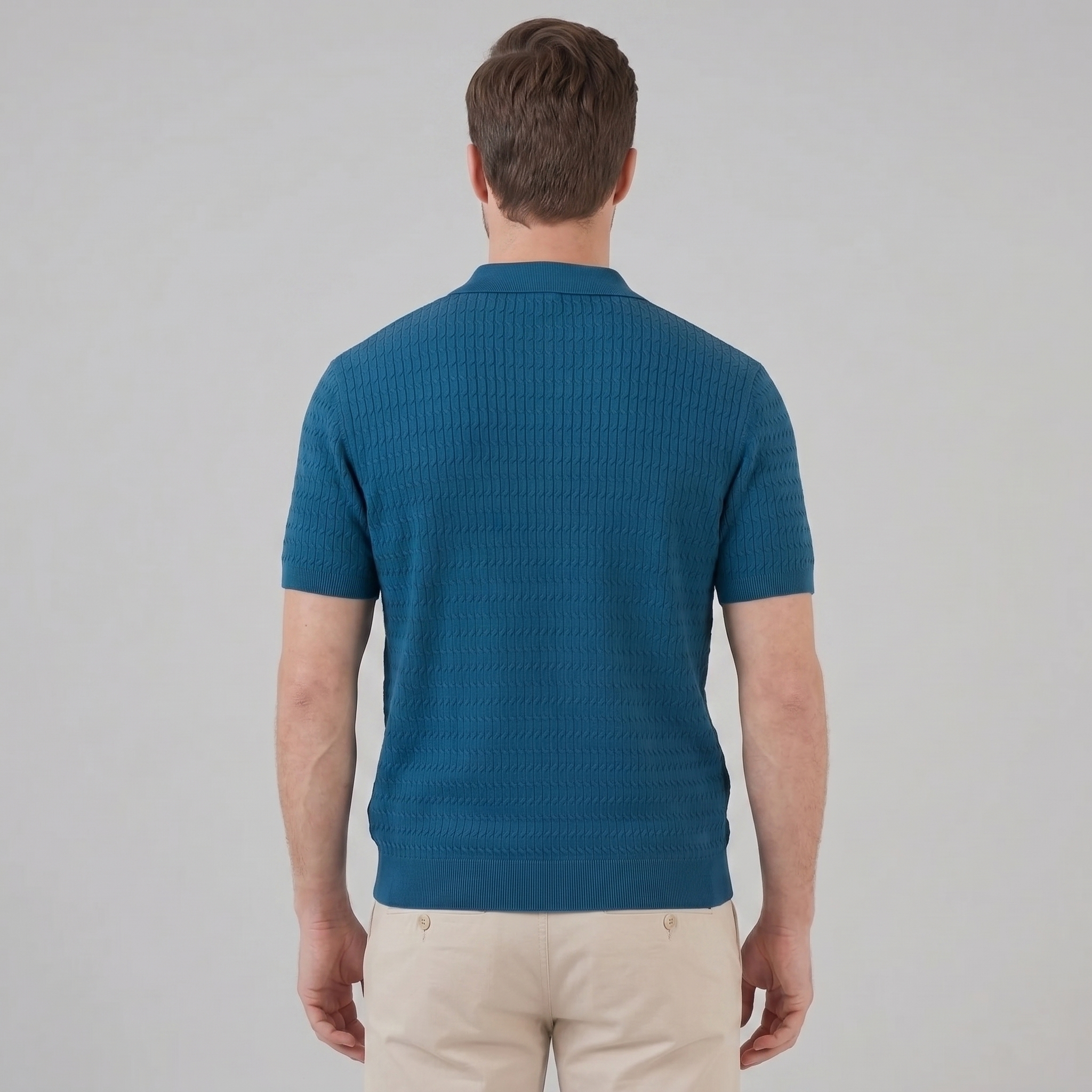 Polo férfiaknak, slim fit, hosszú ujjú, okos alkalmi viselet