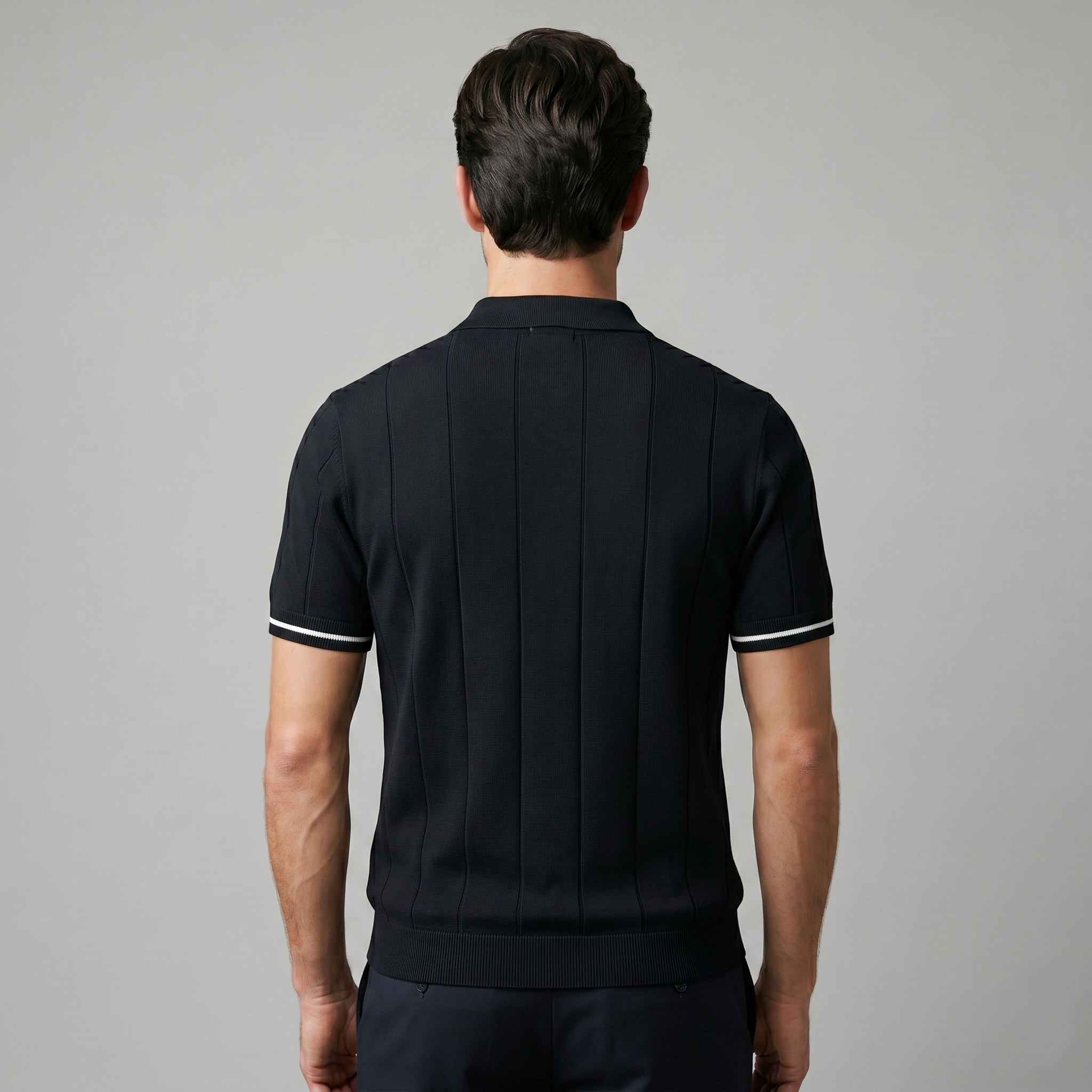 Polo hosszú ujjú férfiaknak, slim fit, rugalmas, alkalmi
