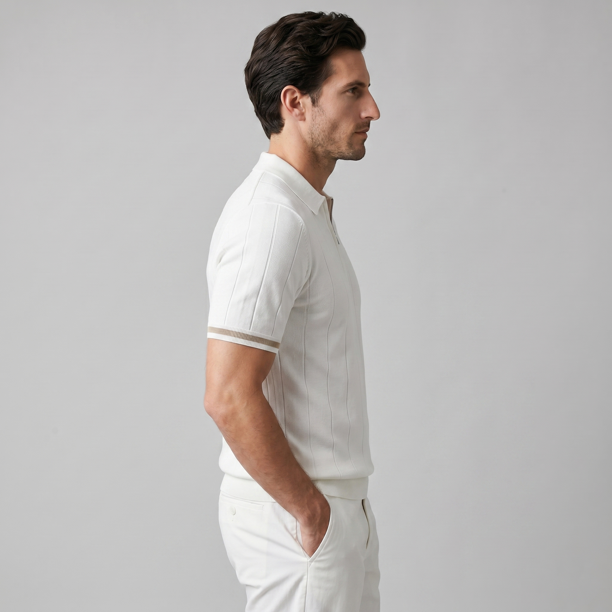 Polo hosszú ujjú férfiaknak, slim fit, rugalmas, alkalmi