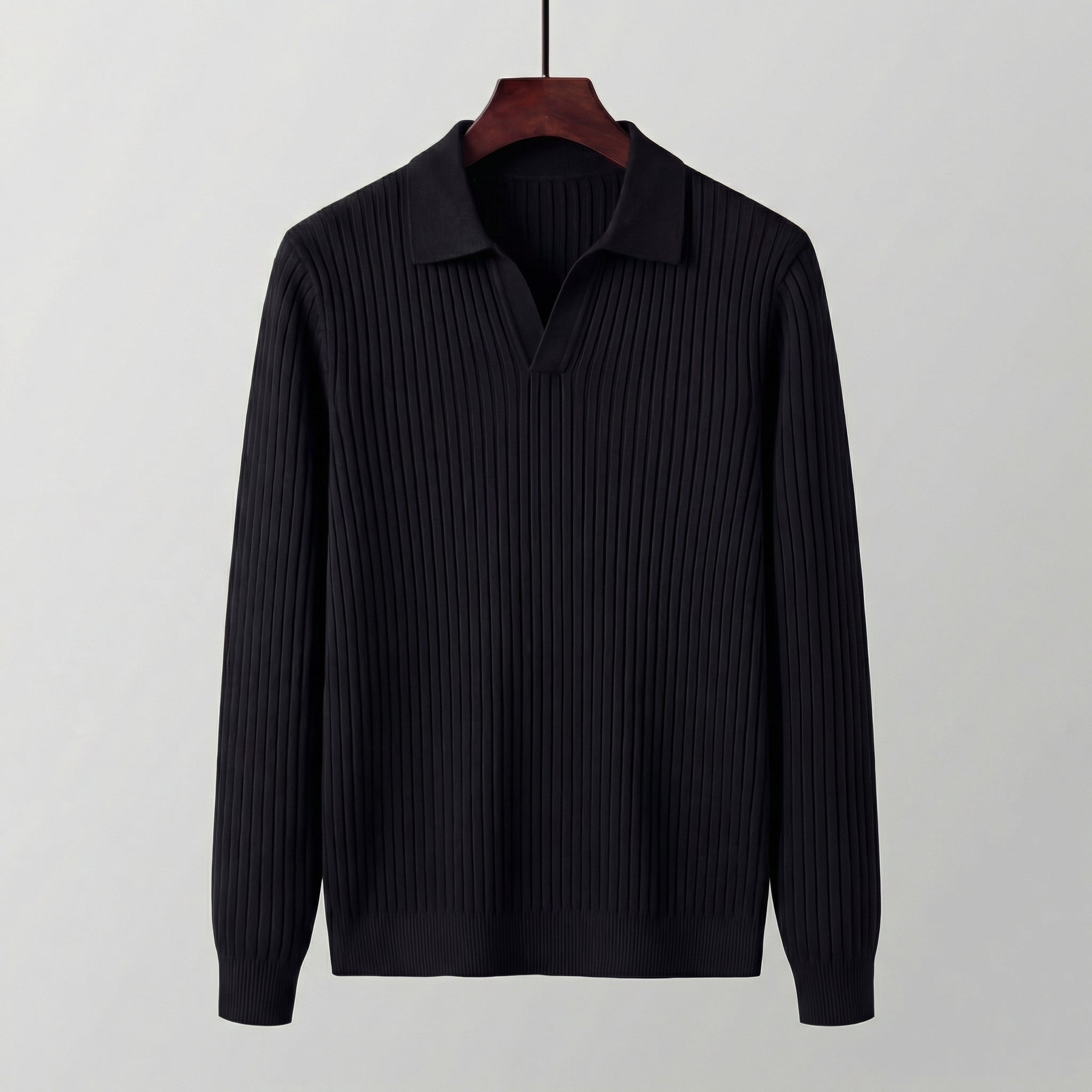 Polo Homem Manga Comprida Decote V Casual