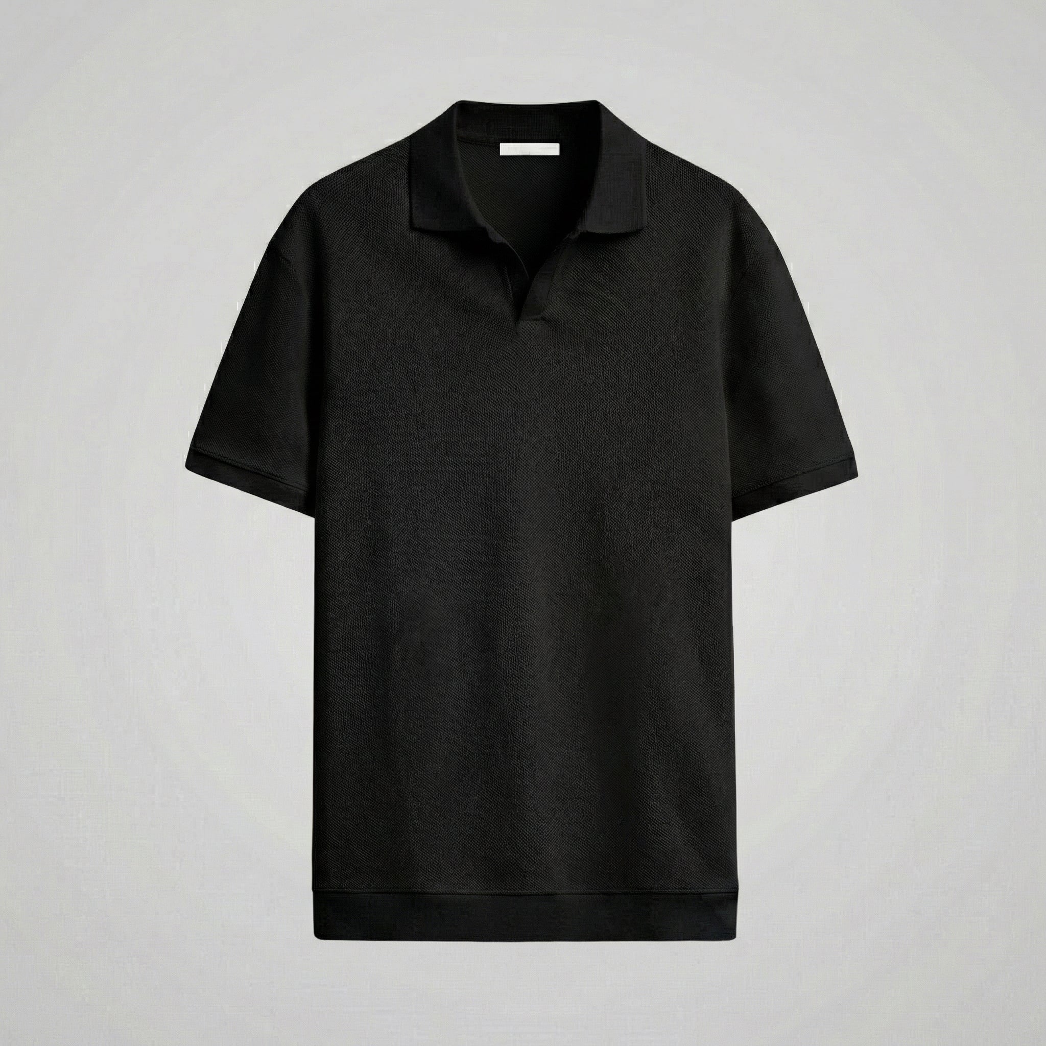 Férfi póló V-nyakú, strukturált, laza, elegáns
