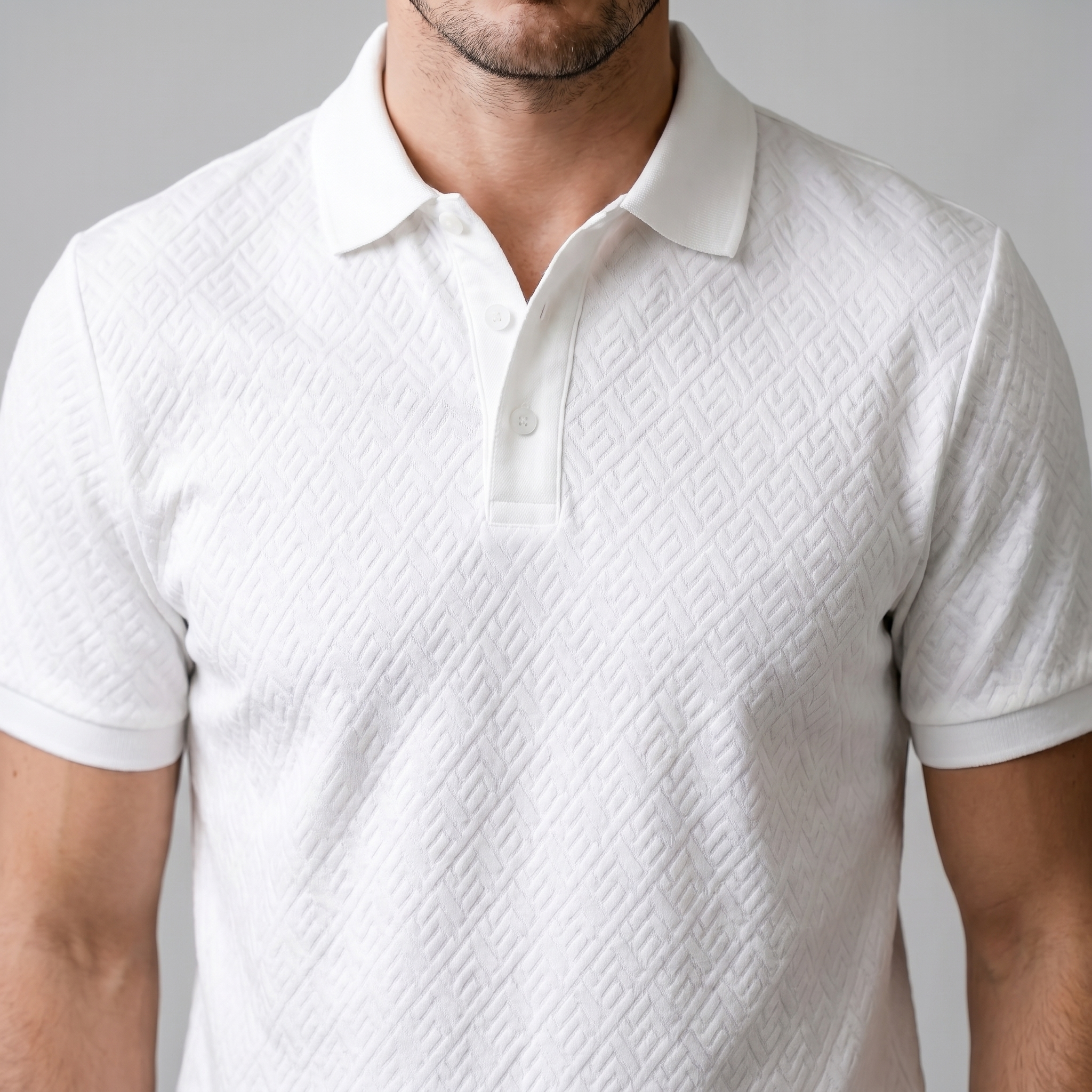 Polo Homem Corte Ajustado Texturizado Casual