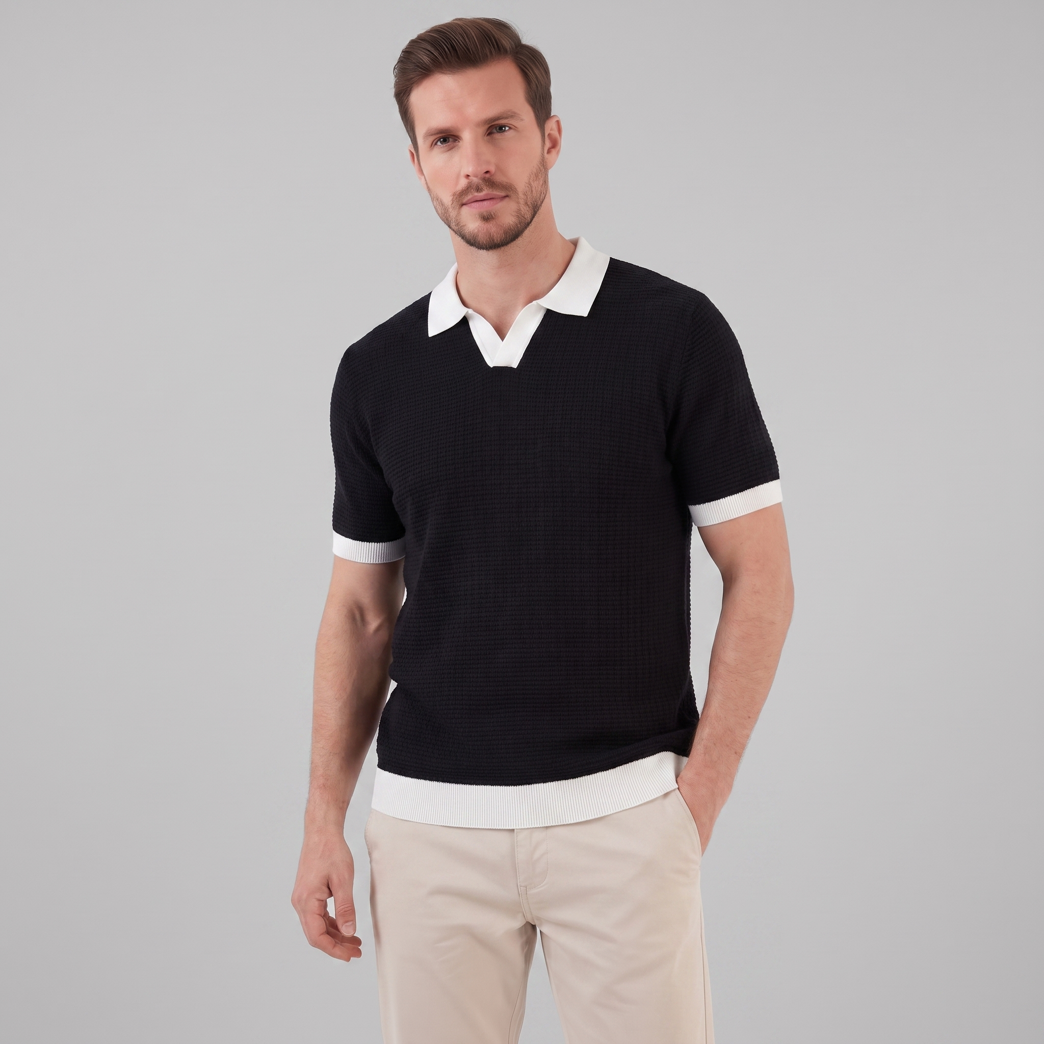 Poloshirt Heren Contrast Boorden Casual