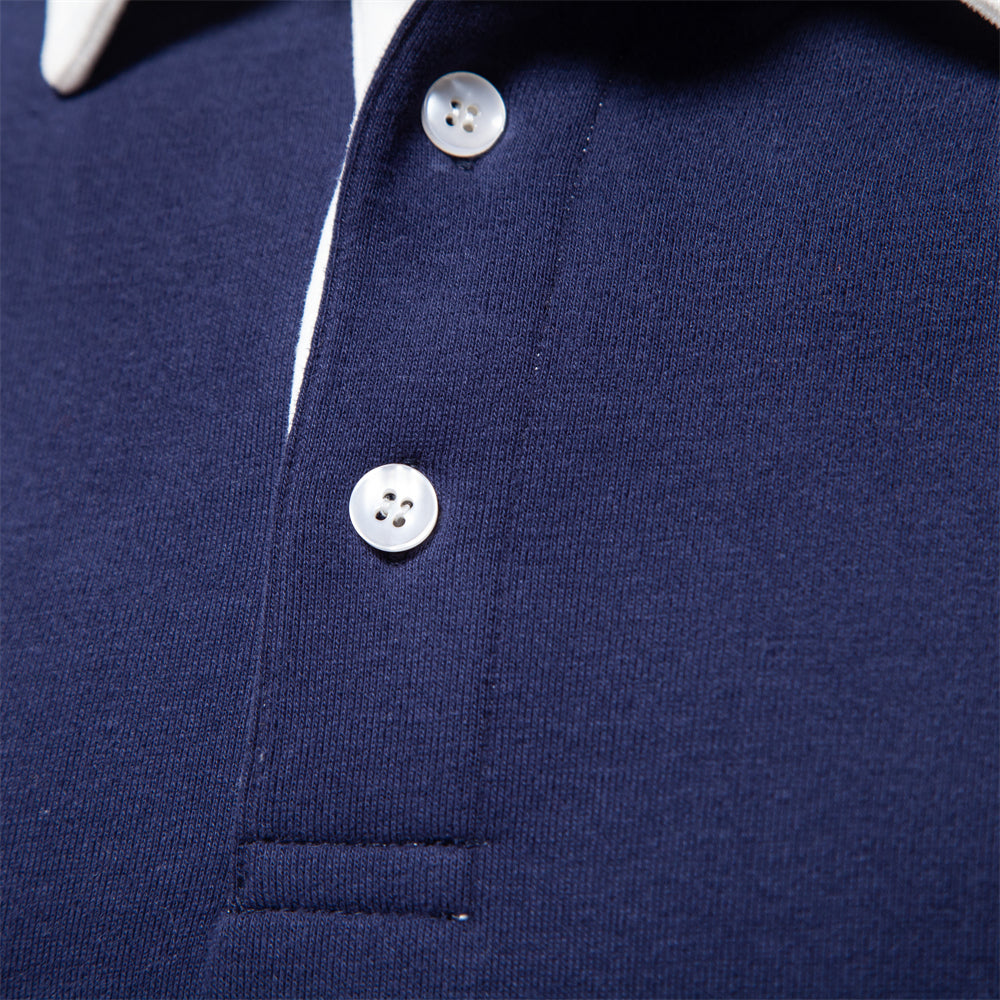 Poloshirt herre lange ærmer slim fit afslappet