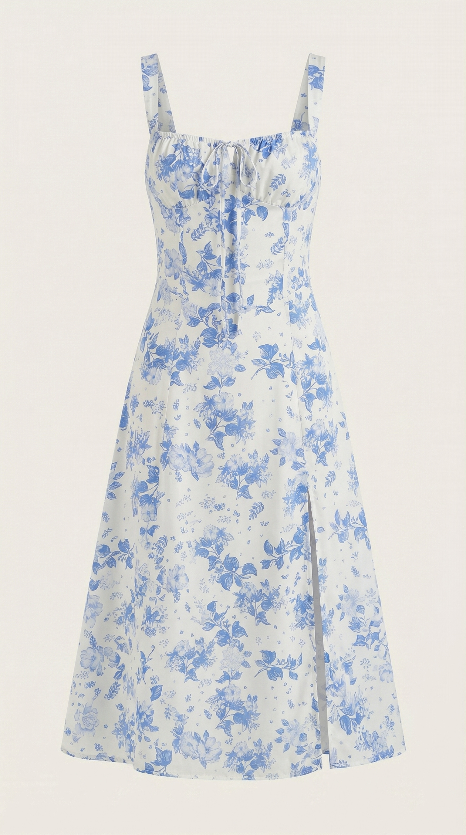 Midikleid Damen A-Linie Vintage Blumenmuster herzförmiger Ausschnitt verstellbarer Rücken