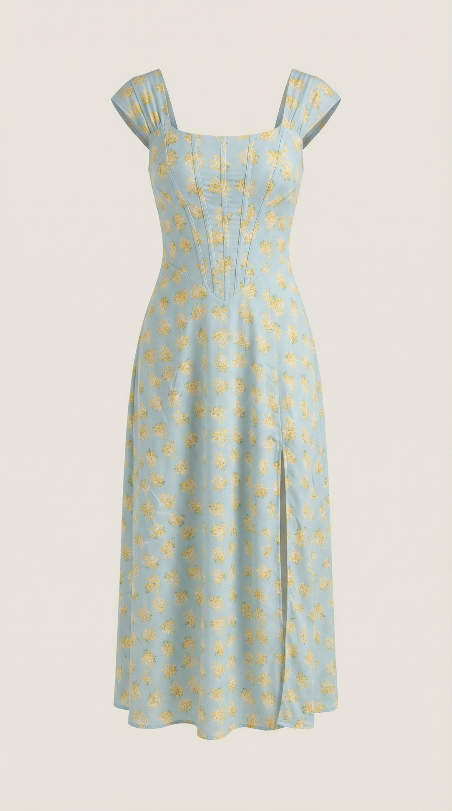 Vestido midi para mujer línea A vintage con estampado floral estilo bustier tirantes finos
