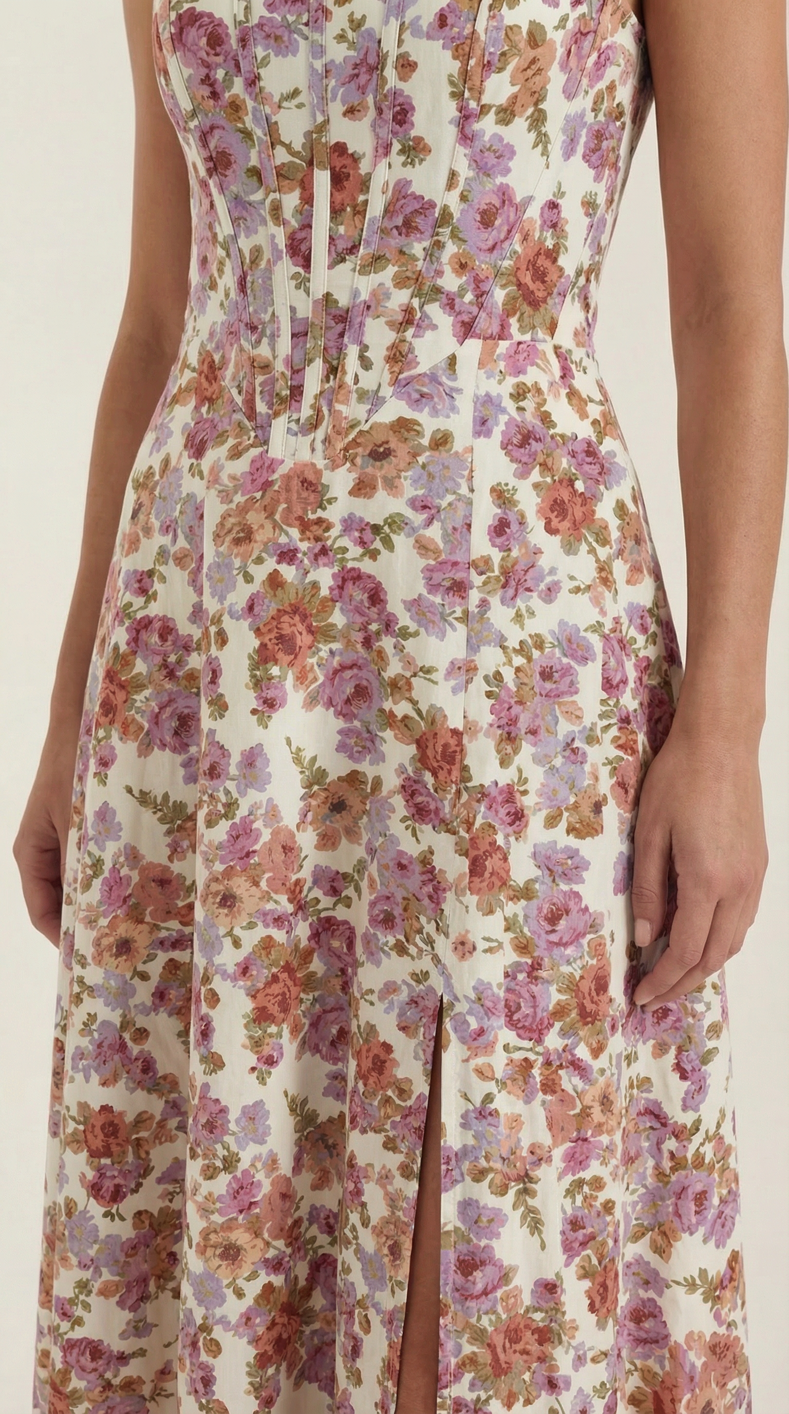 Vestido midi para mujer línea A vintage con estampado floral estilo bustier tirantes finos