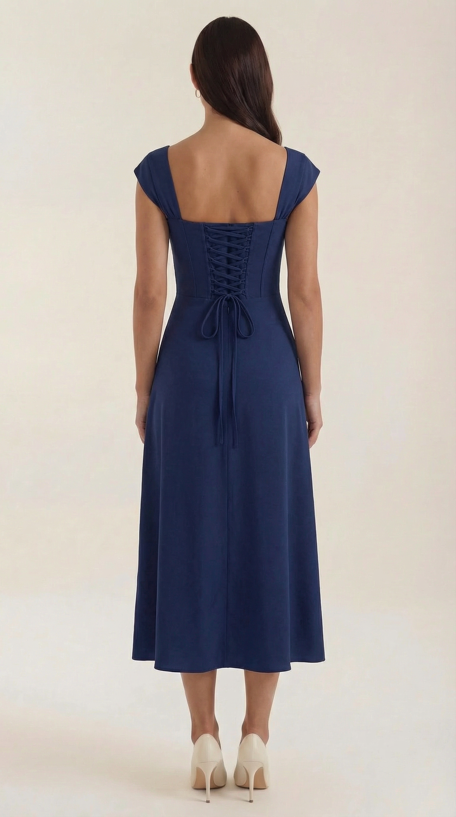 Vestido midi para mujer línea A vintage con estampado floral estilo bustier tirantes finos