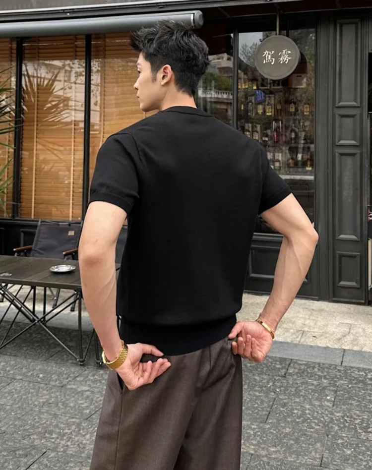 Pánské tričko Henley s krátkými rukávy, ležérní