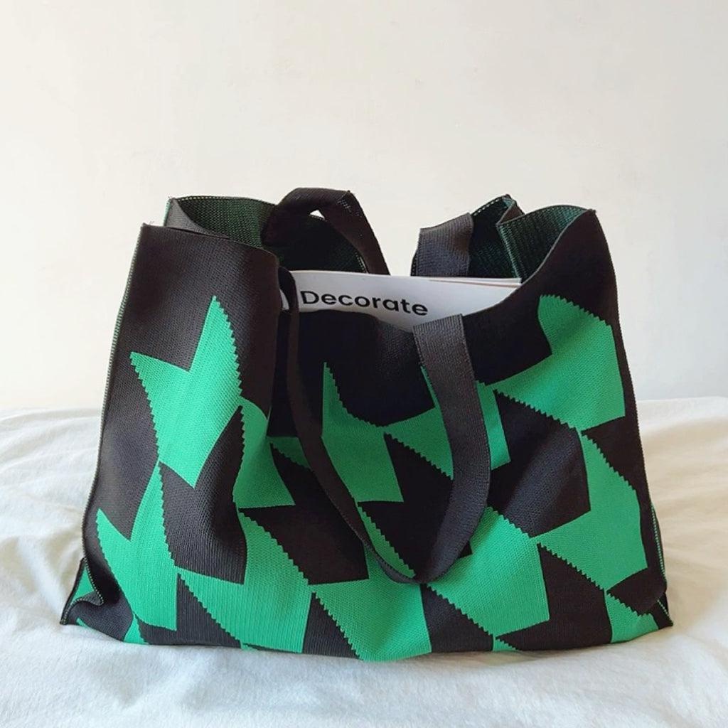 Saco Shopper Padrão Geométrico Mulher Casual Espaçoso