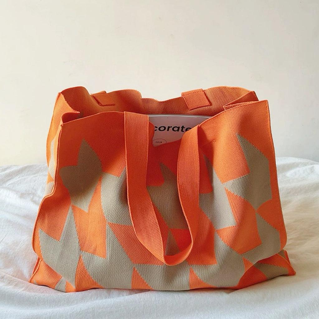 Saco Shopper Padrão Geométrico Mulher Casual Espaçoso