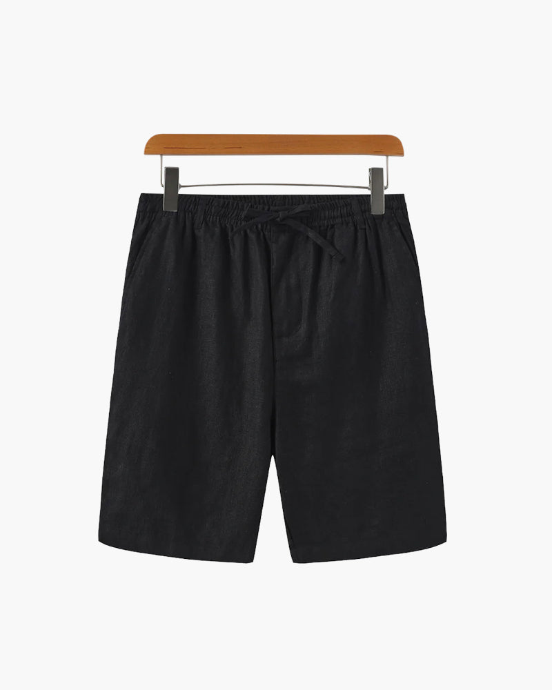 Calções para homem, linho, corte reto, verão, casual