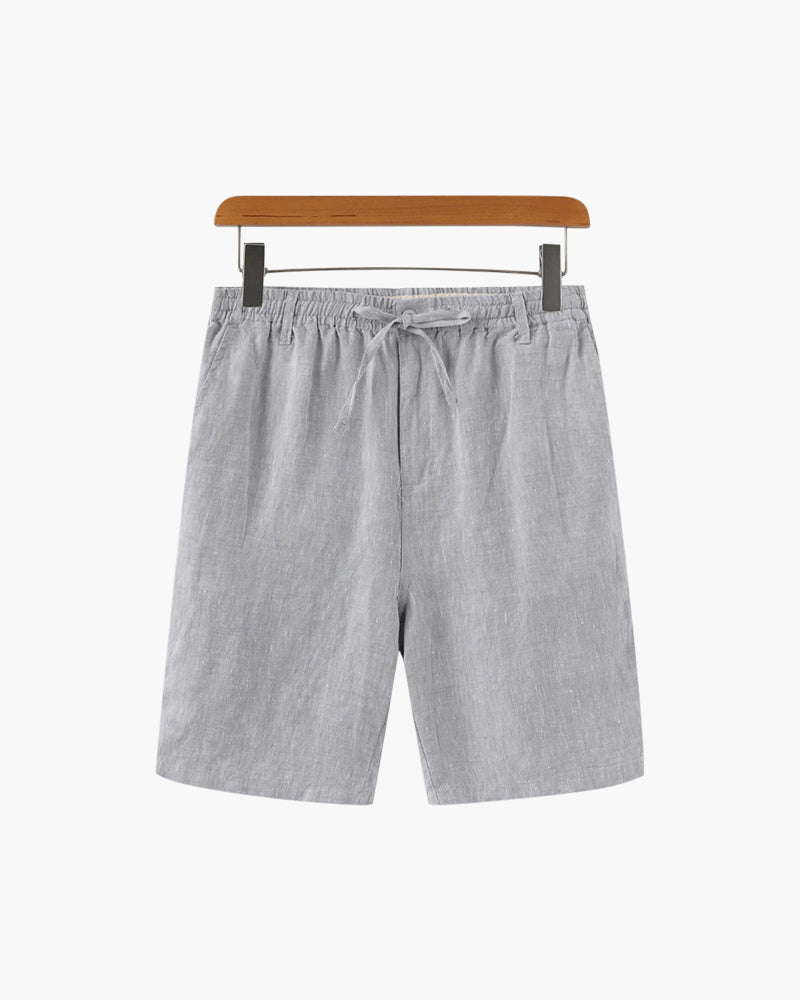 Calções para homem, linho, corte reto, verão, casual
