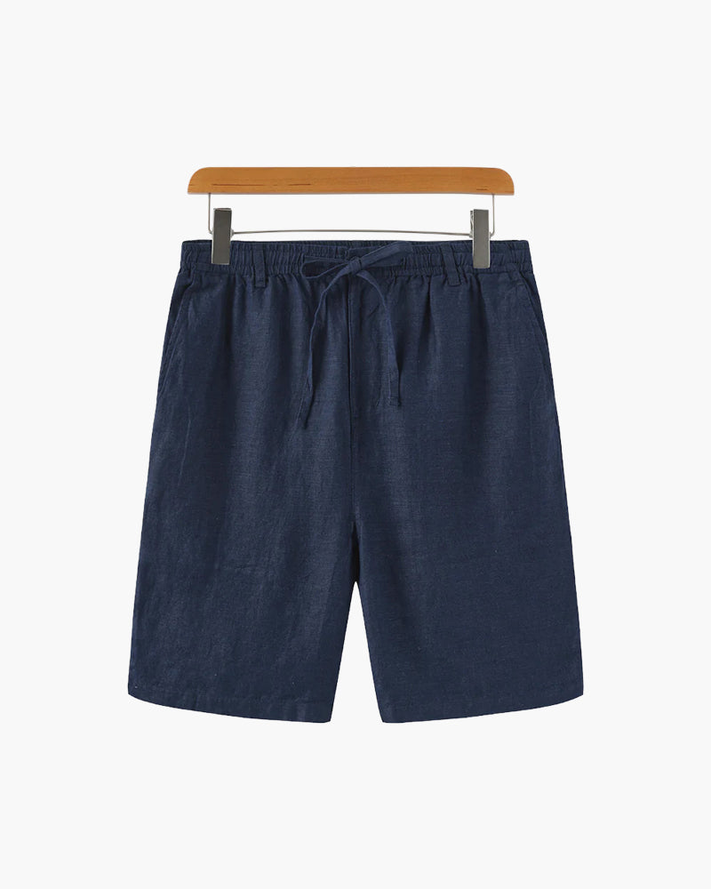 Calções para homem, linho, corte reto, verão, casual