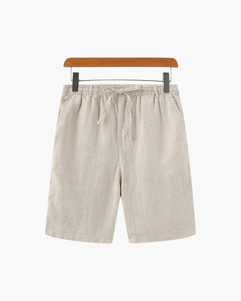 Calções para homem, linho, corte reto, verão, casual
