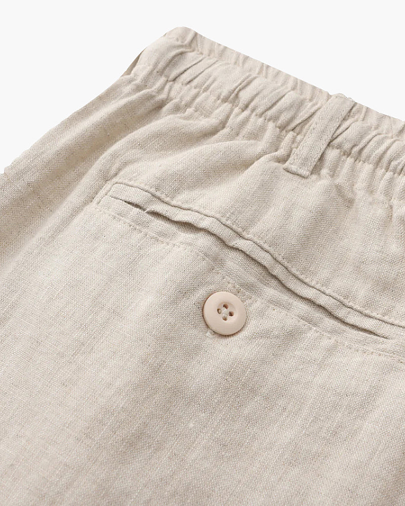 Calções para homem, linho, corte reto, verão, casual