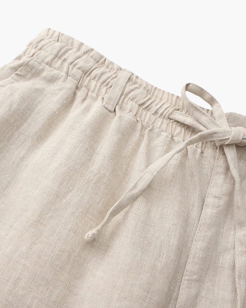 Calções para homem, linho, corte reto, verão, casual