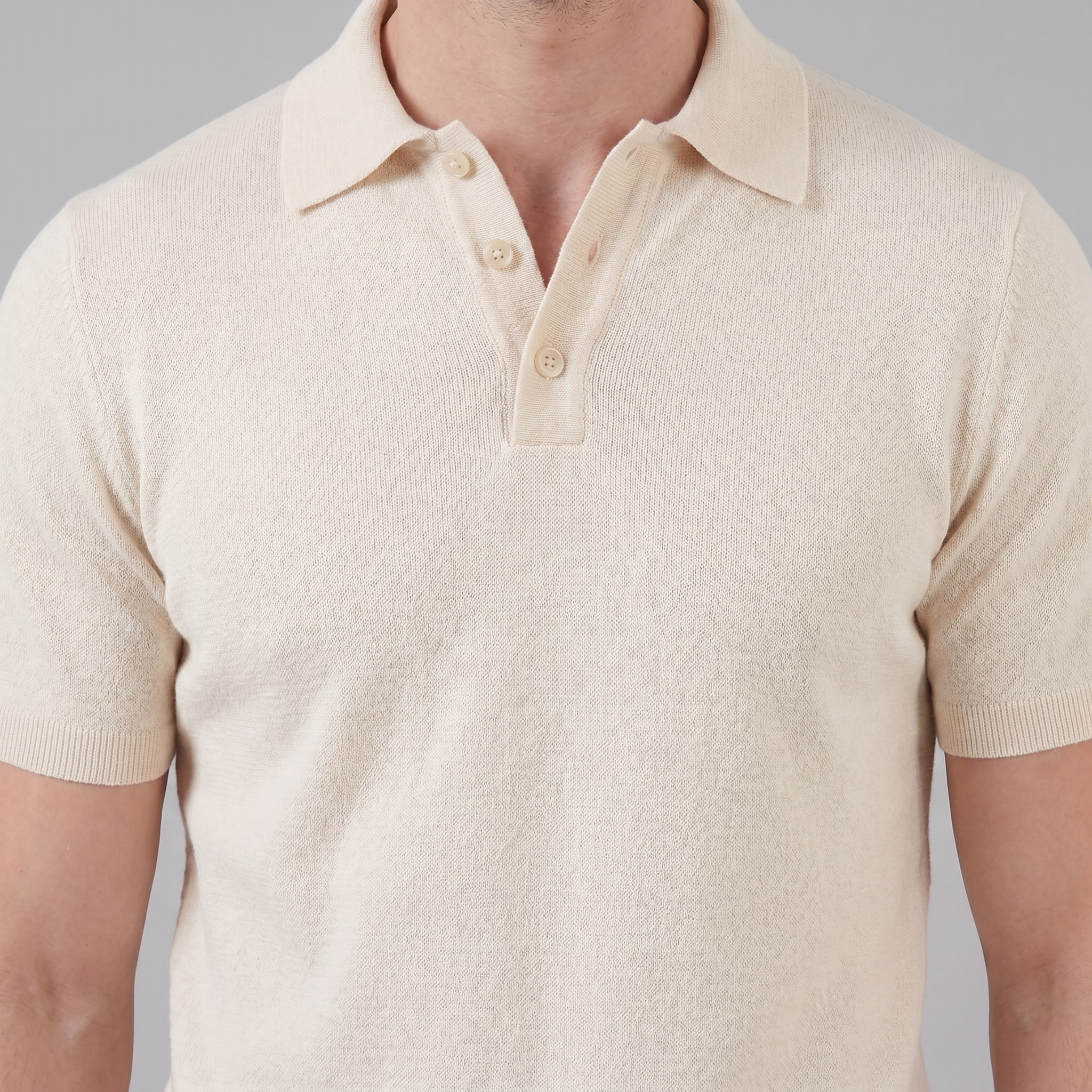 Polo Smart Casual Homem Gola em V Verão Leve