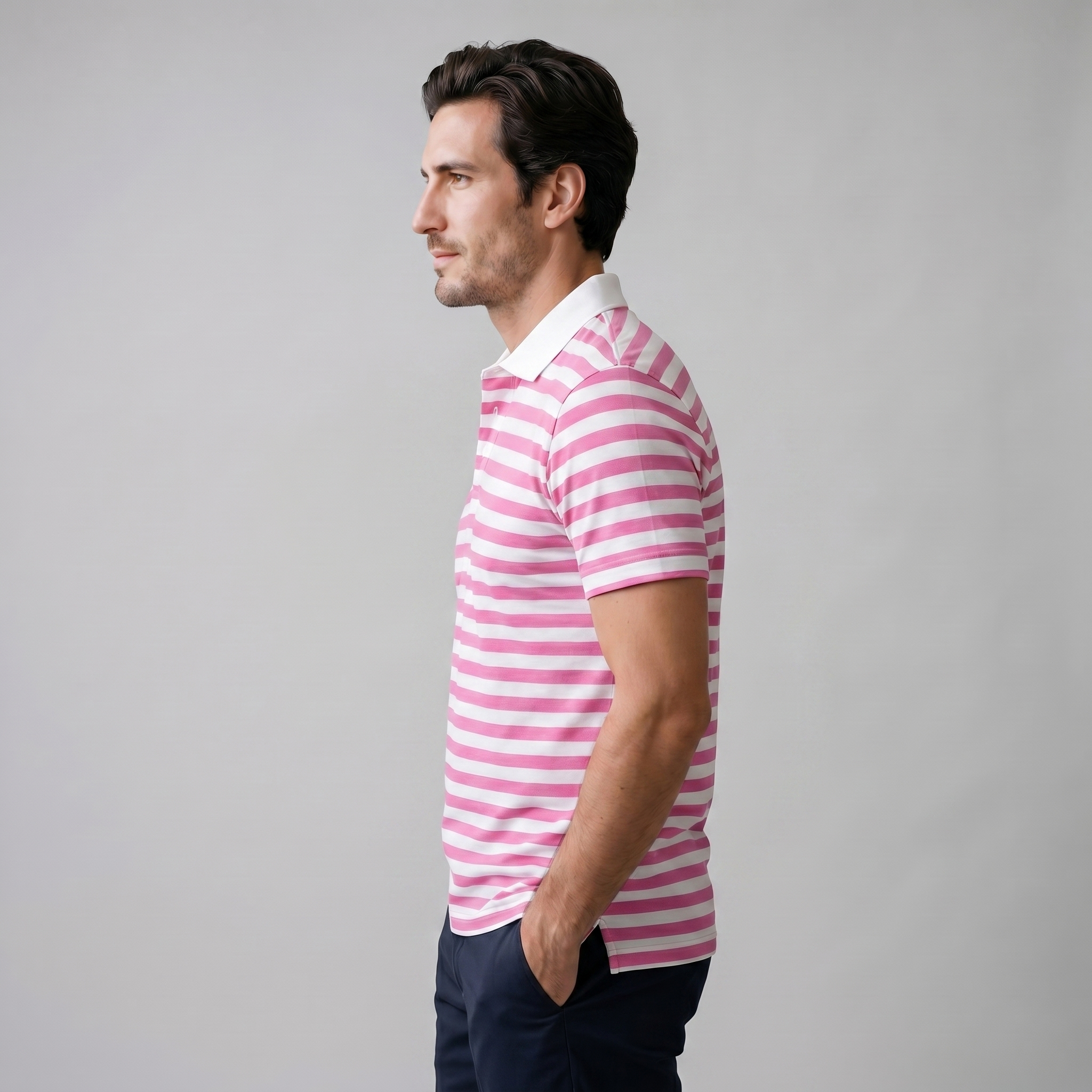 Polo Smart Casual Homem Manga Curta Listrado