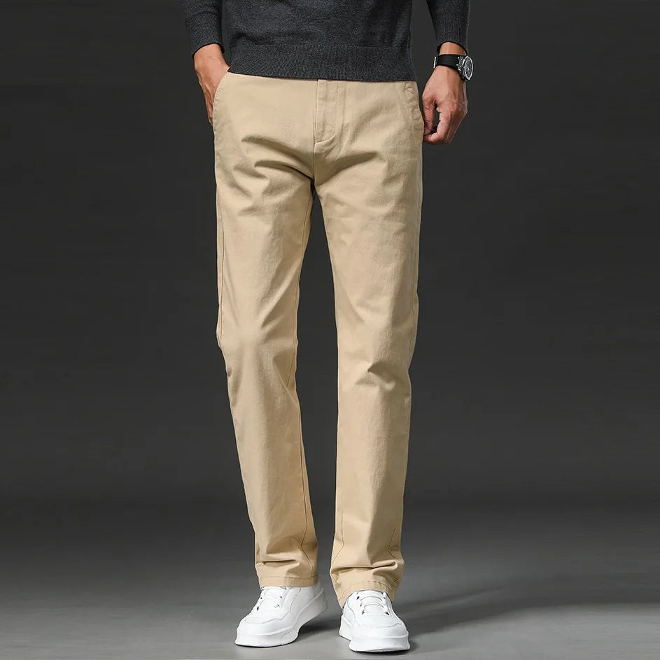 Chino Stretch Homem Slim Fit Casual Cintura Elástica