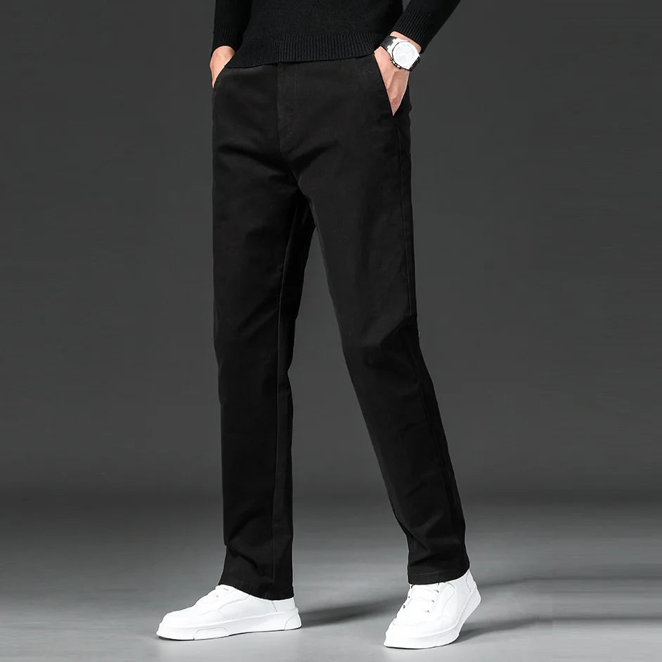 Chino Stretch Homem Slim Fit Casual Cintura Elástica