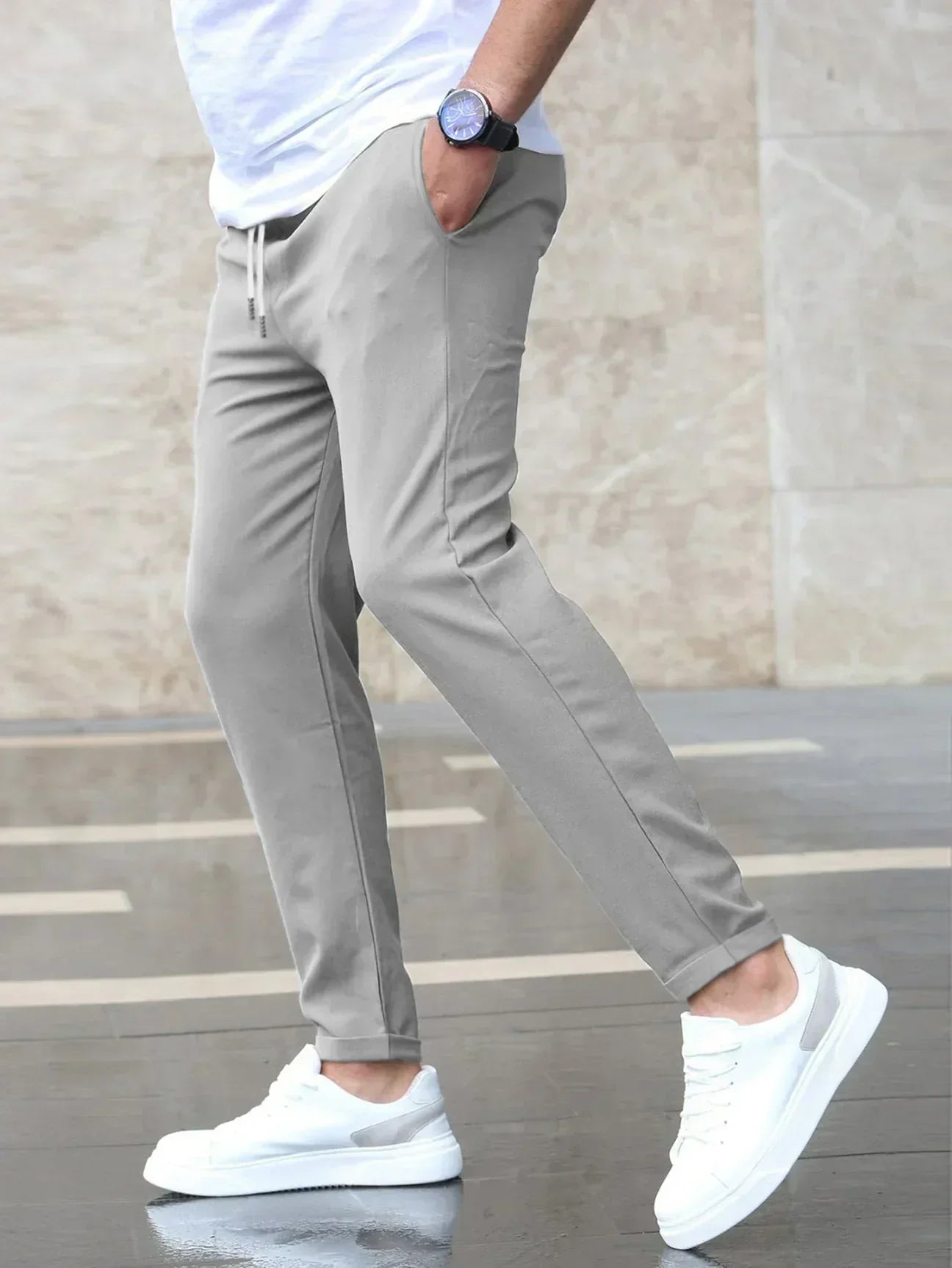 Pantalón stretch cómodo para hombre, ajuste regular, casual